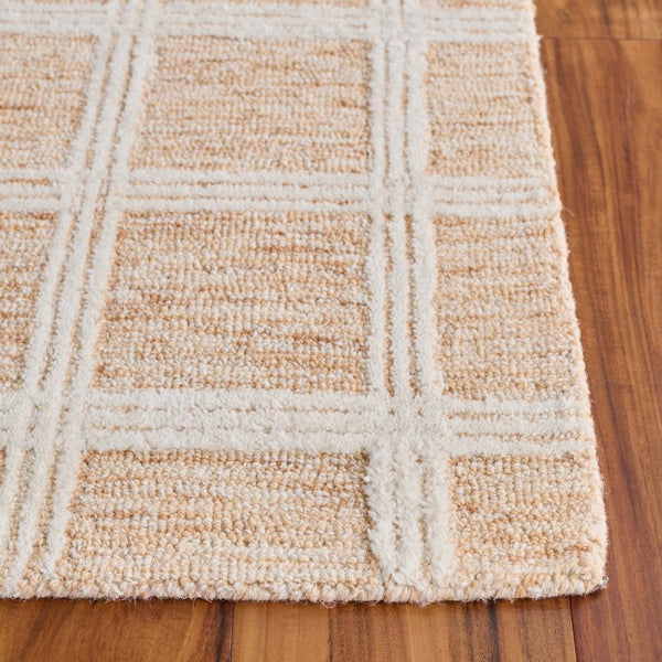 Safavieh Pine Hand Tufted Wool Geometric Accent Rug Artisan Crafted for Entryway or Bedside Orange Ivory PNE103P-2