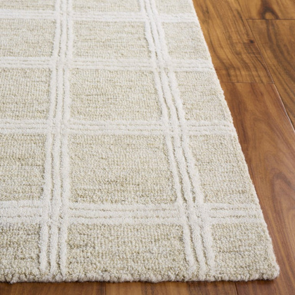 Safavieh Pine Hand Tufted Wool Geometric Accent Rug Artisan Crafted for Entryway or Bedside Sage Ivory PNE103W-2