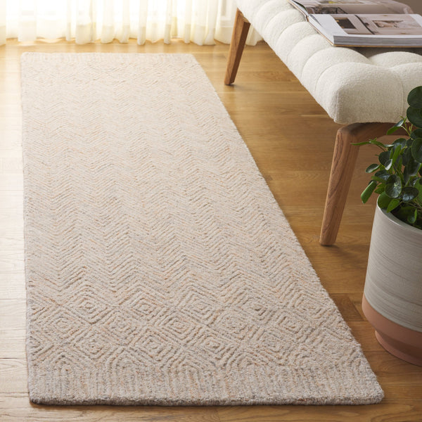 Safavieh Pine Hand-tufted Wool And Cotton Runner Rug – Elegant Diamond Chevron Design For Timeless Decor Rust ,Light Grey Wool & Cotton Pne110p-6r