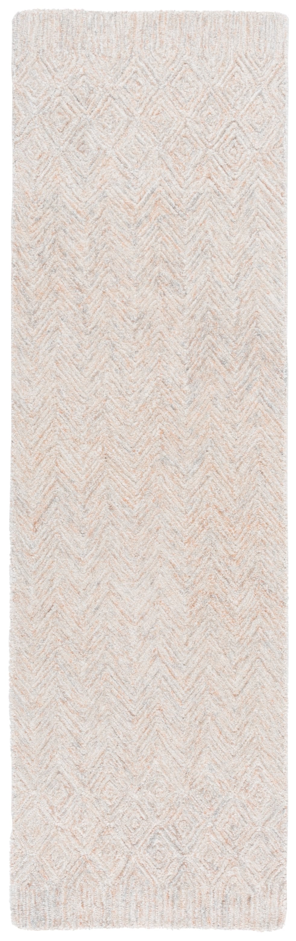 Safavieh Pine Hand-tufted Wool And Cotton Runner Rug – Elegant Diamond Chevron Design For Timeless Decor Rust ,Light Grey Wool & Cotton Pne110p-6r