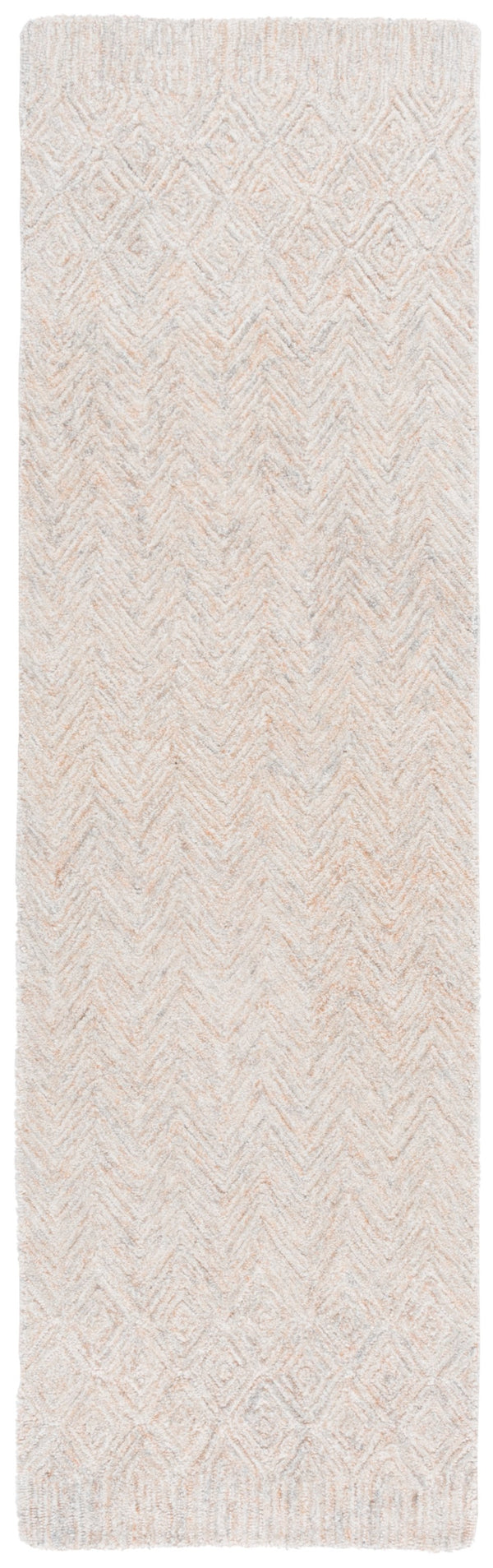 Safavieh Pine Hand-tufted Wool And Cotton Runner Rug – Elegant Diamond Chevron Design For Timeless Decor Rust ,Light Grey Wool & Cotton Pne110p-6r