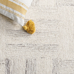 Safavieh Pine Handcrafted Wool Area Rug With Geometric Block Pattern – Elevate Your Living Space Today! Ivory ,Grey Wool Pile Pne201a-6sq