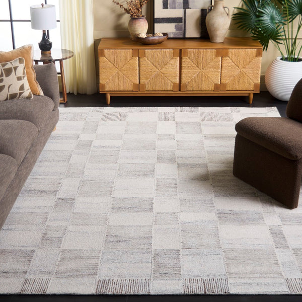 Safavieh Pine Hand-tufted Wool Area Rug - Modern Textured Design For Cozy, Stylish Home Décor Essentials Beige ,Brown Wool Pile Pne202b-6