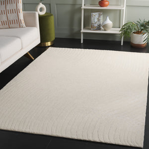 Safavieh Pine 203a Ivory Area Rug - Luxurious Hand-tufted 5' X 8' Medium Rectangle With Elegant Wavy Pattern Ivory Wool Pile Pne203a-5