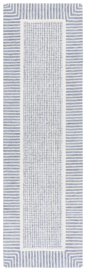 Safavieh Pine Hand-Tufted Wool Area Rug Neutral Ivory Palette Plush Pile Modern Living Room Blue 2'-3" x 8'-0" PNE301M-28