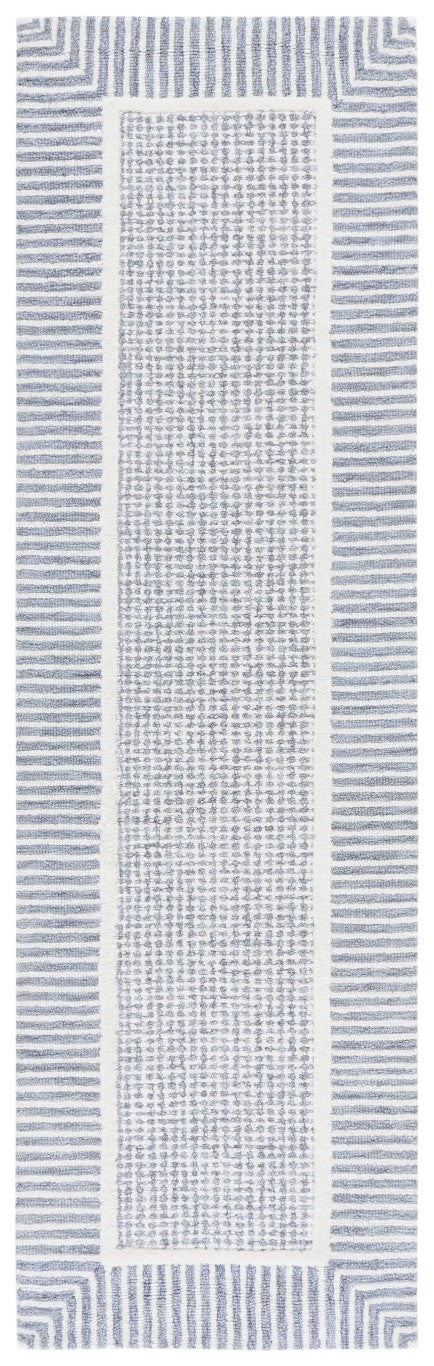 Safavieh Pine Hand-Tufted Wool Area Rug Neutral Ivory Palette Plush Pile Modern Living Room Blue 2'-3" x 8'-0" PNE301M-28