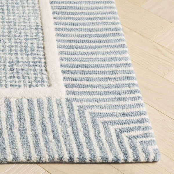 Safavieh Pine Hand-Tufted Wool Area Rug Neutral Ivory Palette Plush Pile Modern Living Room Blue 2'-3" x 8'-0" PNE301M-28
