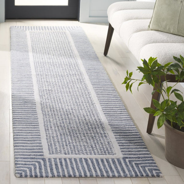 Safavieh Pine Hand-Tufted Wool Area Rug Neutral Ivory Palette Plush Pile Modern Living Room Blue 2'-3" x 8'-0" PNE301M-28