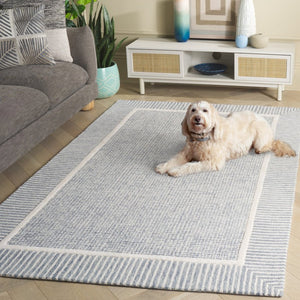 Safavieh Pine Hand-Tufted Wool Area Rug Neutral Ivory Palette Plush Pile Modern Living Room Blue 5'-0" x 8'-0" PNE301M-5