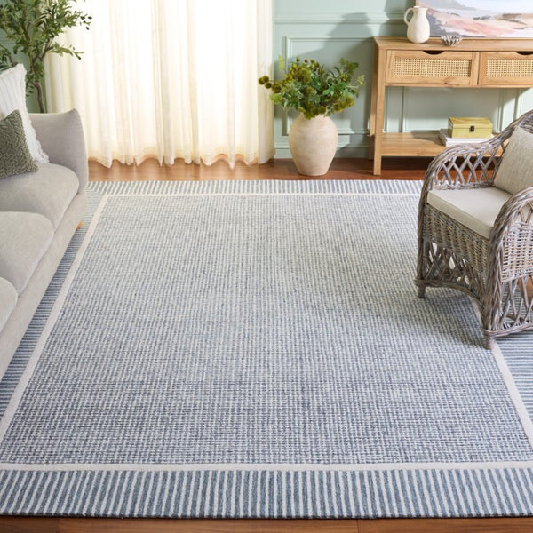Safavieh Pine Hand-Tufted Wool Area Rug Neutral Ivory Palette Plush Pile Modern Living Room Blue 8'-0" x 10'-0" PNE301M-8