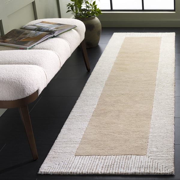 Safavieh Pine Hand-Tufted Wool Rug In Dark Beige & Ivory—Plush Low-Profile Texture, Durable Modern Accent 4'-0" x 6'-0" PNE302B-4
