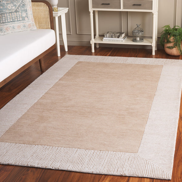 Safavieh Pine Hand-Tufted Wool Rug In Dark Beige & Ivory—Plush Low-Profile Texture, Durable Modern Accent 4'-0" x 6'-0" PNE302B-4