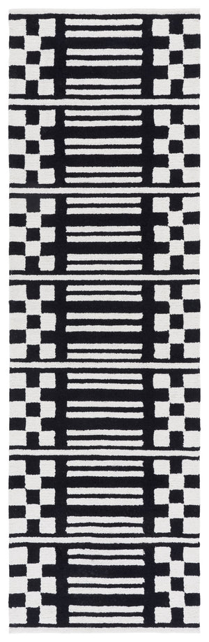 Safavieh Pine Hand-Tufted Wool Rug In Black & Ivory Geometric Design — Low 3/8" Pile, Durable Artisanal Quality 5'-0" x 8'-0" PNE303Z-5
