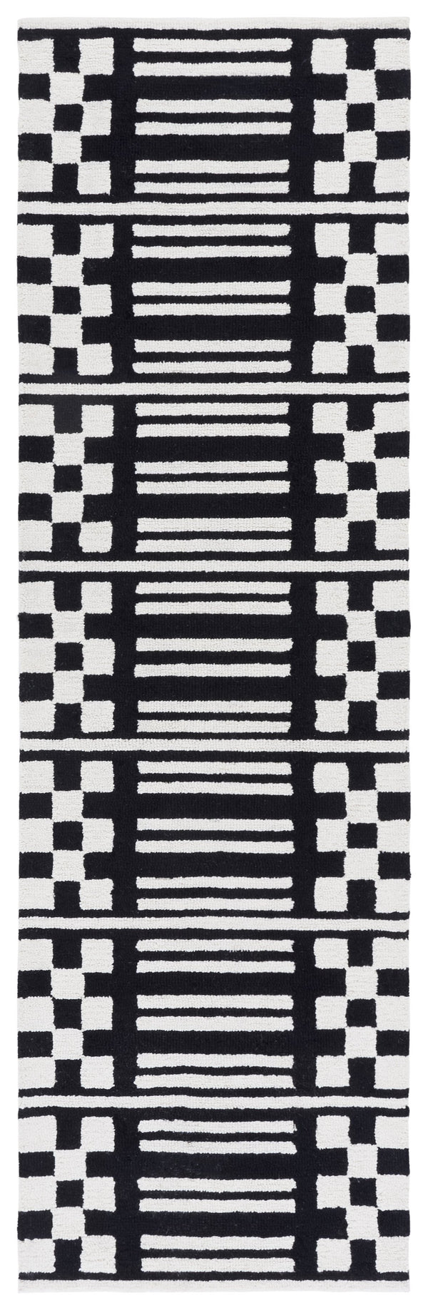 Safavieh Pine Hand-Tufted Wool Rug In Black & Ivory Geometric Design — Low 3/8" Pile, Durable Artisanal Quality 5'-0" x 8'-0" PNE303Z-5