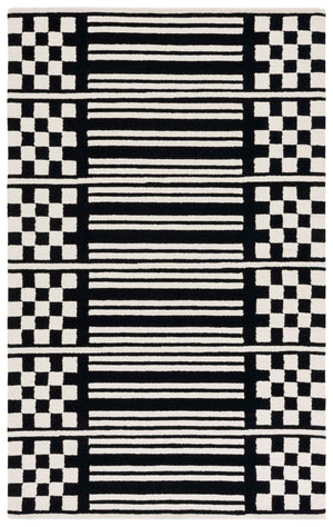 Safavieh Pine Hand-Tufted Wool Rug In Black & Ivory Geometric Design — Low 3/8" Pile, Durable Artisanal Quality 5'-0" x 8'-0" PNE303Z-5