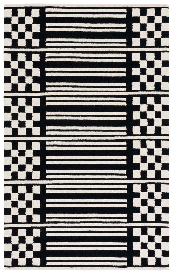 Safavieh Pine Hand-Tufted Wool Rug In Black & Ivory Geometric Design — Low 3/8" Pile, Durable Artisanal Quality 5'-0" x 8'-0" PNE303Z-5
