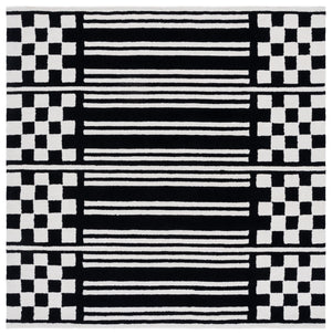 Safavieh Pine Hand-Tufted Wool Rug In Black & Ivory Geometric Design — Low 3/8" Pile, Durable Artisanal Quality 5'-0" x 8'-0" PNE303Z-5