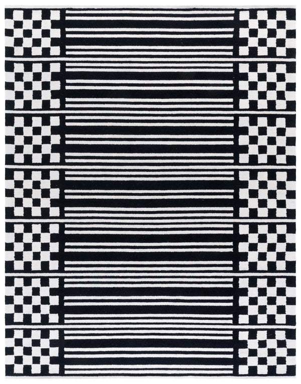 Safavieh Pine Hand-Tufted Wool Rug In Black & Ivory Geometric Design — Low 3/8" Pile, Durable Artisanal Quality 5'-0" x 8'-0" PNE303Z-5