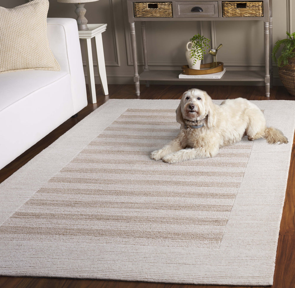 Safavieh Pine Hand-Tufted Wool Rug In Dark Beige & Ivory — Low-Profile Plush Pile, Artisanal Indian Craftsmanship 5'-0" x 8'-0" PNE304B-5
