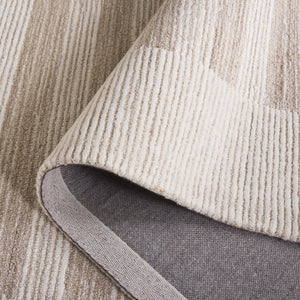 Safavieh Pine Hand-Tufted Wool Rug In Dark Beige And Ivory — Low-Profile 3/8" Pile, Modern Striped Texture 4'-0" x 6'-0" PNE304B-4