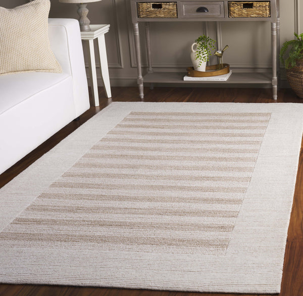 Safavieh Pine Hand-Tufted Wool Rug In Dark Beige & Ivory — Low-Profile Plush Pile, Artisanal Indian Craftsmanship 5'-0" x 8'-0" PNE304B-5