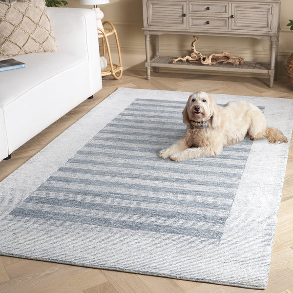 Safavieh Pine Elegant Hand-tufted Wool Runner Rug - Chic Contemporary Design For Luxurious Home Decor Blue ,Ivory Wool Pile Pne304m-5