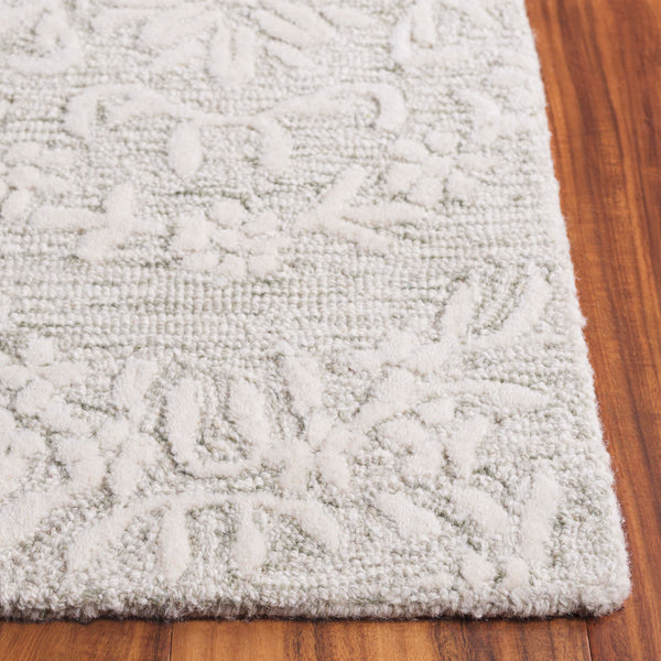 Safavieh Pine Hand-tufted Wool Runner Rug - Elegant Floral Design For Hallways And Home Décor Luxury Light Green ,Ivory Wool Pile Pne401w-5