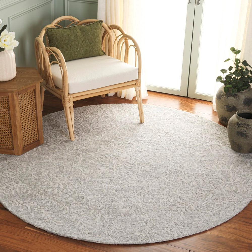 Safavieh Pine Floral Wool Pile Rug - Luxurious Hand-tufted Design For Timeless Elegance In Any Space Light Green ,Ivory Wool Pile Pne401w-6