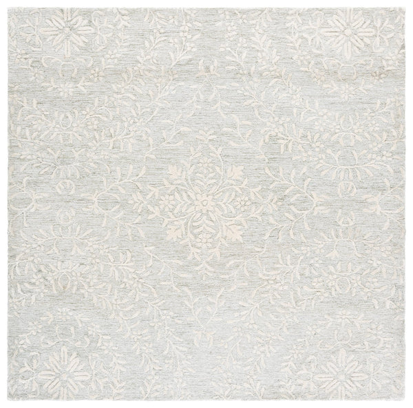 Safavieh Pine Hand-tufted Wool Runner Rug - Elegant Floral Design For Hallways And Home Décor Luxury Light Green ,Ivory Wool Pile Pne401w-6sq