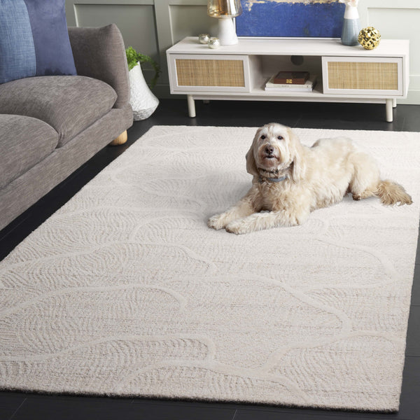 Safavieh Pine Hand-tufted Wool Runner Rug - Luxurious Modern Design For Hallways And Elegant Spaces Beige ,Ivory Wool Pile Pne402b-5