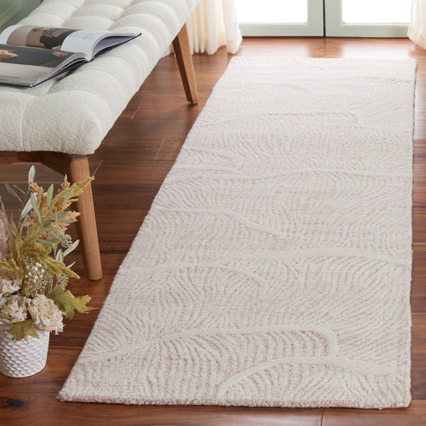 Safavieh Pine Hand-tufted Wool Runner Rug - Luxurious Modern Design For Hallways And Elegant Spaces Pink ,Ivory Wool Pile Pne402u-28