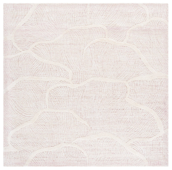 Safavieh Pine Hand-tufted Wool Runner Rug - Luxurious Modern Design For Hallways And Elegant Spaces Pink ,Ivory Wool Pile Pne402u-6sq