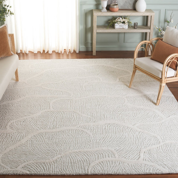 Safavieh Pine Hand-tufted Wool Runner Rug - Luxurious Modern Design For Hallways And Elegant Spaces Sage Green ,Ivory Wool Pile Pne402w-8