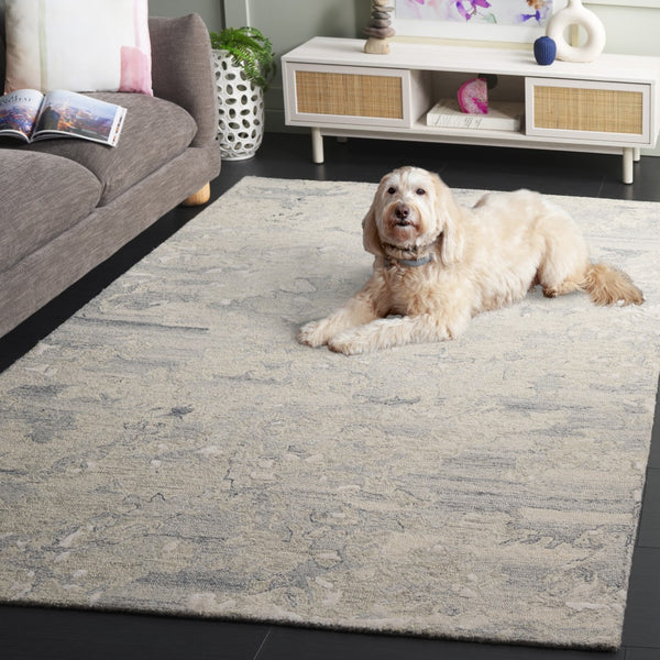 Safavieh Pine Hand-tufted Wool Area Rug - Modern Abstract Design For Stylish Living Spaces, 4x6 Feet Grey ,Ivory Wool Pile Pne403f-4