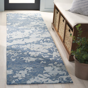 Safavieh Pine Modern Grey And Ivory Runner Rug - Hand-tufted Wool, Distressed Abstract Design For Elegance Blue ,Ivory Wool Pile Pne403m-28