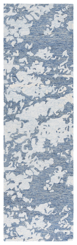 Safavieh Pine Modern Grey And Ivory Runner Rug - Hand-tufted Wool, Distressed Abstract Design For Elegance Blue ,Ivory Wool Pile Pne403m-28