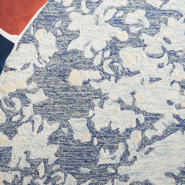 Safavieh Pine Modern Grey And Ivory Runner Rug - Hand-tufted Wool, Distressed Abstract Design For Elegance Blue ,Ivory Wool Pile Pne403m-5