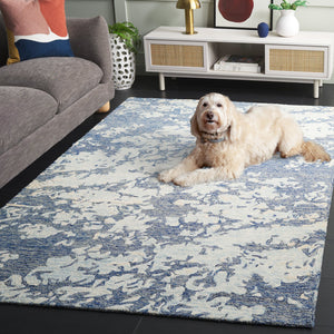 Safavieh Pine Modern Grey And Ivory Runner Rug - Hand-tufted Wool, Distressed Abstract Design For Elegance Blue ,Ivory Wool Pile Pne403m-5