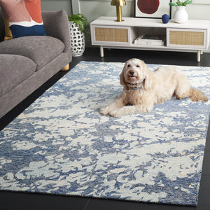 Safavieh Pine Hand-tufted Wool Area Rug - Modern Abstract Design For Stylish Living Spaces, 4x6 Feet Blue ,Ivory Wool Pile Pne403m-4