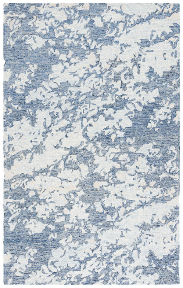 Safavieh Pine Modern Grey And Ivory Runner Rug - Hand-tufted Wool, Distressed Abstract Design For Elegance Blue ,Ivory Wool Pile Pne403m-5