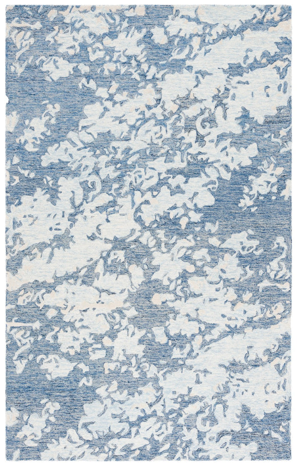 Safavieh Pine Hand-tufted Wool Area Rug - Modern Abstract Design For Stylish Living Spaces, 4x6 Feet Blue ,Ivory Wool Pile Pne403m-4