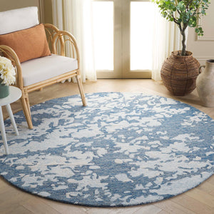 Safavieh Pine Hand-tufted Wool Area Rug - Modern Abstract Design For Stylish Living Spaces, 4x6 Feet Blue ,Ivory Wool Pile Pne403m-4