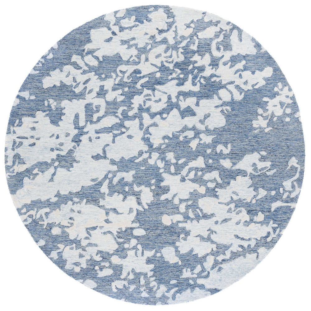 Safavieh Pine Modern Grey And Ivory Runner Rug - Hand-tufted Wool, Distressed Abstract Design For Elegance Blue ,Ivory Wool Pile Pne403m-6r