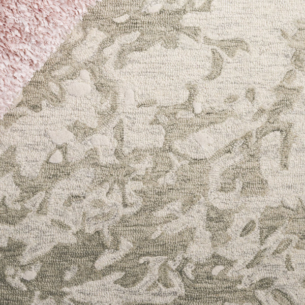 Safavieh Pine Modern Grey And Ivory Runner Rug - Hand-tufted Wool, Distressed Abstract Design For Elegance Sage Green ,Ivory Wool Pile Pne403w-5