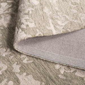 Safavieh Pine Modern Grey And Ivory Runner Rug - Hand-tufted Wool, Distressed Abstract Design For Elegance Sage Green ,Ivory Wool Pile Pne403w-5