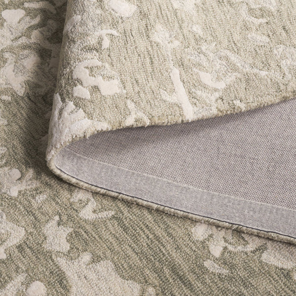 Safavieh Pine Modern Grey And Ivory Runner Rug - Hand-tufted Wool, Distressed Abstract Design For Elegance Sage Green ,Ivory Wool Pile Pne403w-5