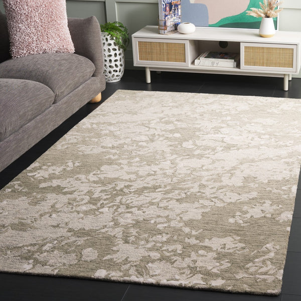Safavieh Pine Hand-tufted Wool Area Rug - Modern Abstract Design For Stylish Living Spaces, 4x6 Feet Sage Green ,Ivory Wool Pile Pne403w-6