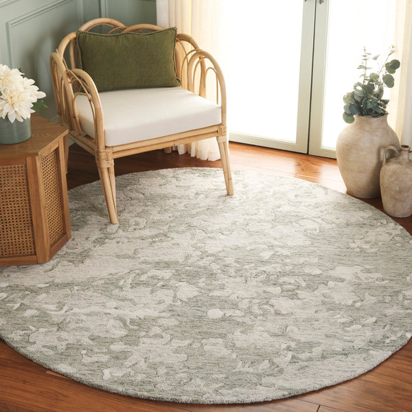 Safavieh Pine Hand-tufted Wool Area Rug - Modern Abstract Design For Stylish Living Spaces, 4x6 Feet Sage Green ,Ivory Wool Pile Pne403w-6