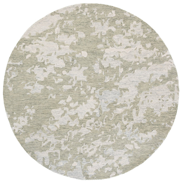 Safavieh Pine Modern Grey And Ivory Runner Rug - Hand-tufted Wool, Distressed Abstract Design For Elegance Sage Green ,Ivory Wool Pile Pne403w-6r