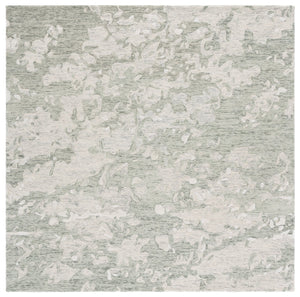 Safavieh Pine Modern Grey And Ivory Runner Rug - Hand-tufted Wool, Distressed Abstract Design For Elegance Sage Green ,Ivory Wool Pile Pne403w-6sq